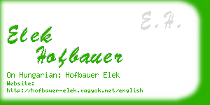 elek hofbauer business card